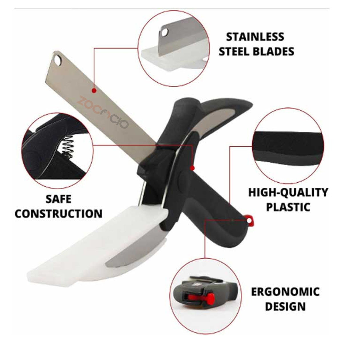 Cuchillo Tijera Con Tabla De Picar Pica